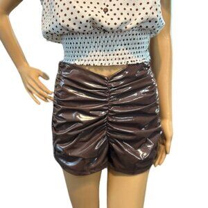 (5 for $25) Prettylittlething Petite Ruched Faux Leather High Rise Shorts size 4
